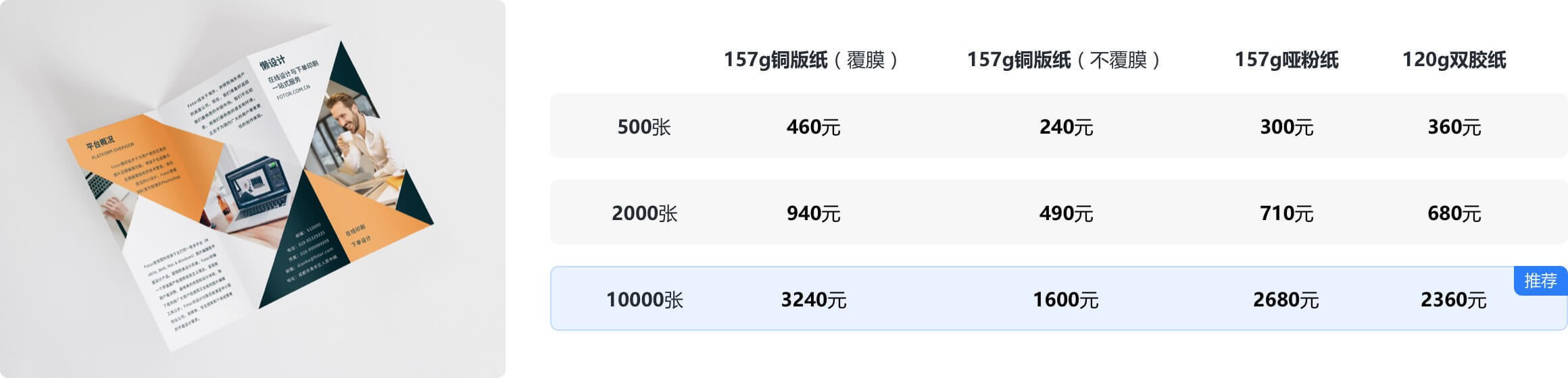 三折页印刷价格